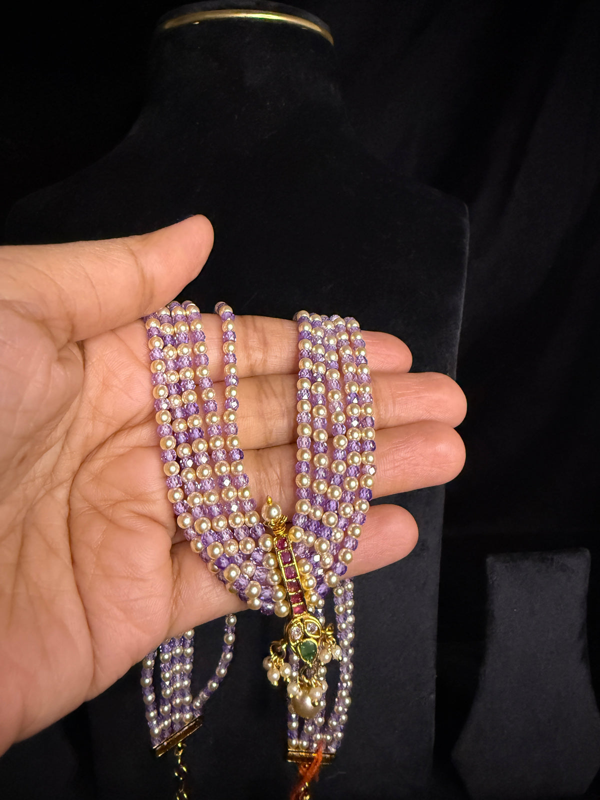 Swarovski pearls and lavender beads!