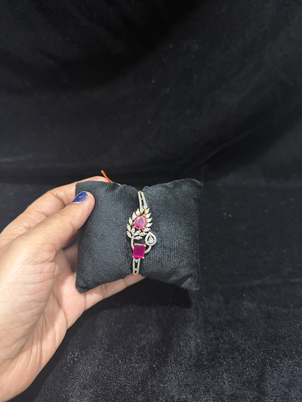 Openable cz bracelet with pink stones!
