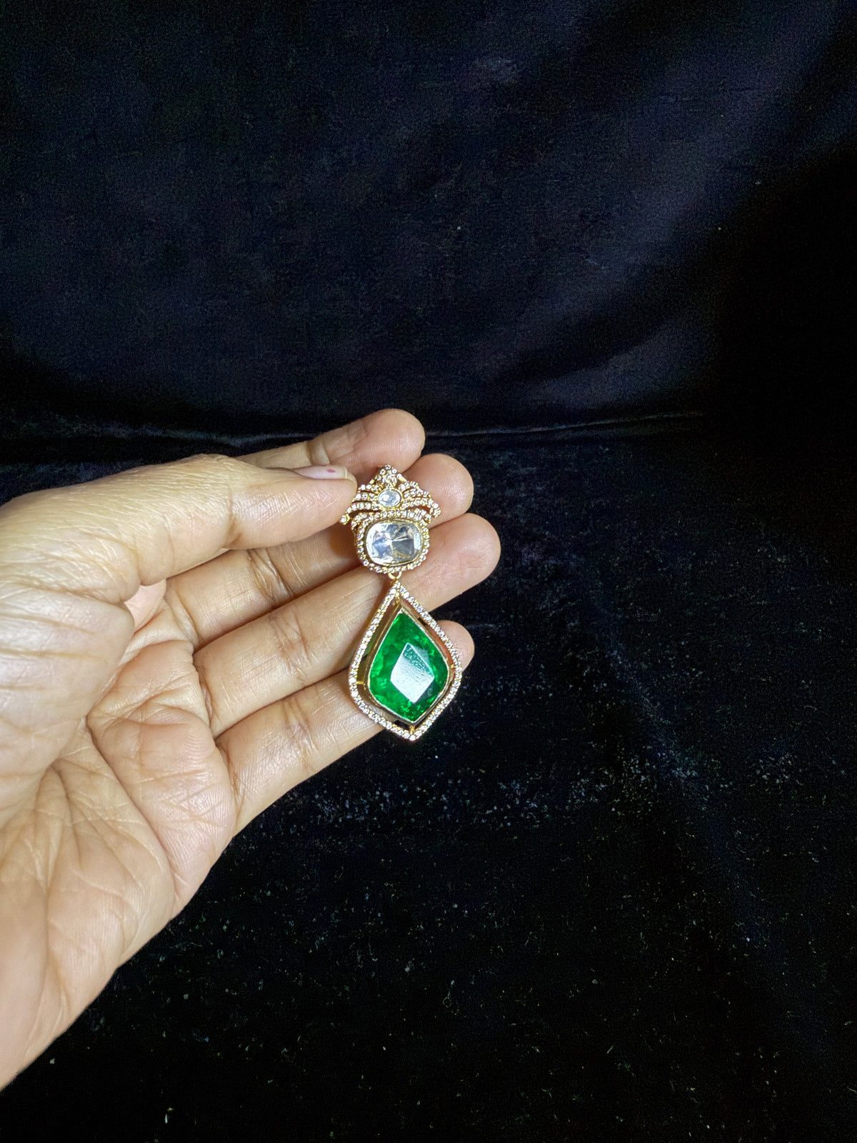 Moissonite pendant with green stone!