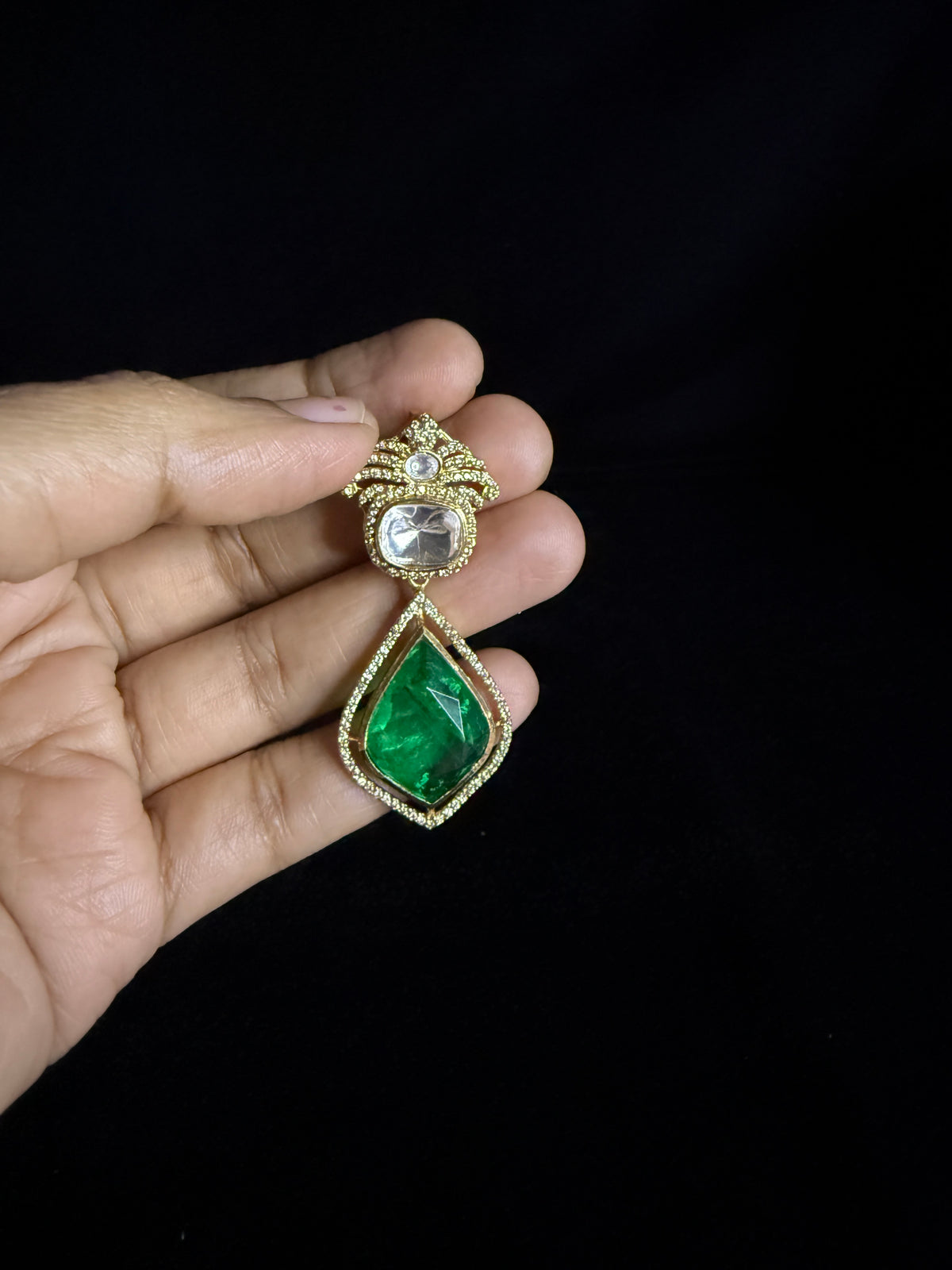 Moissonite pendant with green stone!