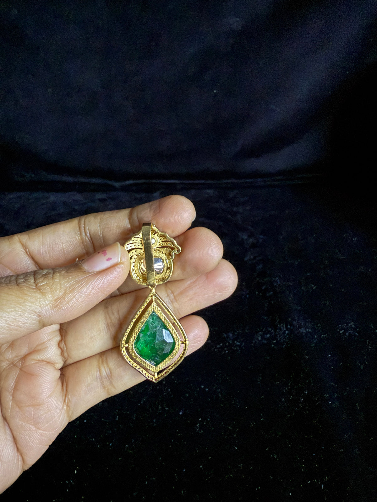 Moissonite pendant with green stone!